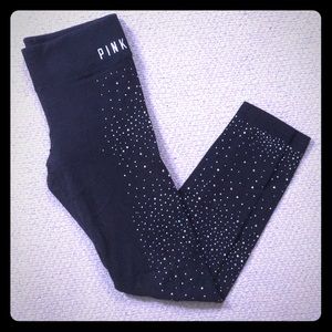 VS PINK Sequined Black Leggings with Hip Pocket✨⚡️